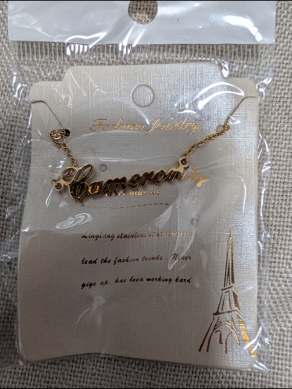 Fashion Jewelry Gold 'Cameron' Script Name Necklace